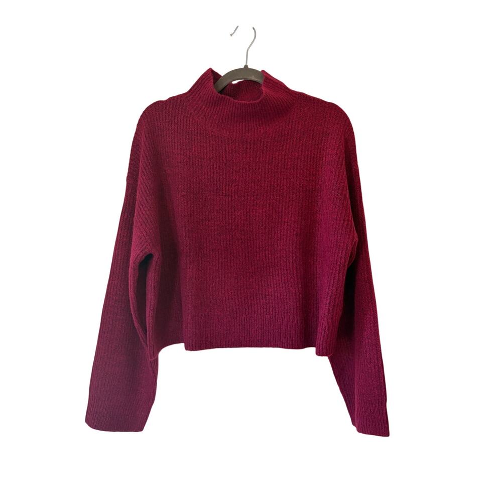 NWT Nordstrom BP sweater medium red ribbed mockneck cozy cropped
